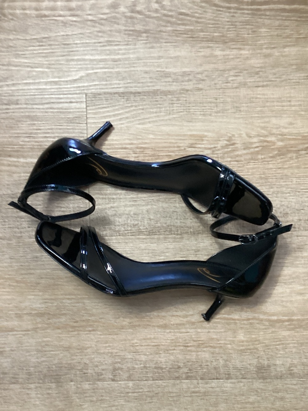 Sam Edelman Black Patent Square-Toe Ankle-Strap Heels - Picture 4 of 10
